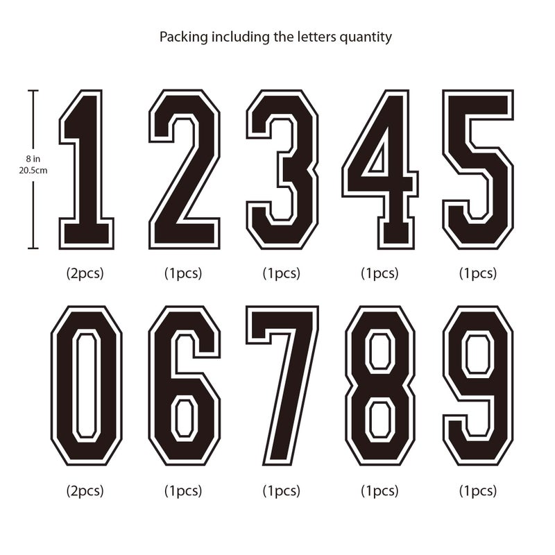 Magfok Iron on 8 Inch White Transfer Flock Numbers for Clothing  4 Sheet (White) - Image 2